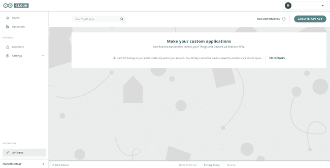 Arduino Cloud New API Key