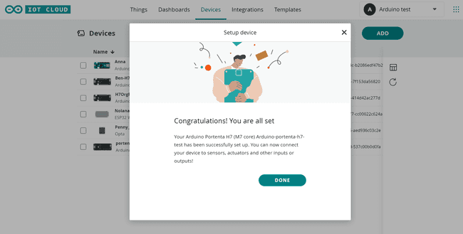 Successful provisioning