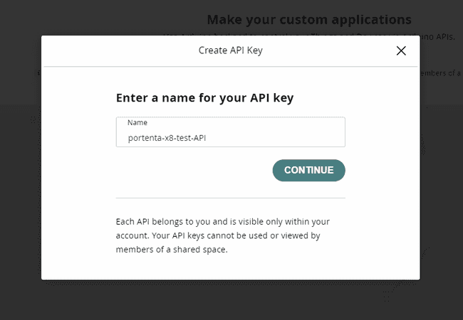 Arduino Cloud API Key name