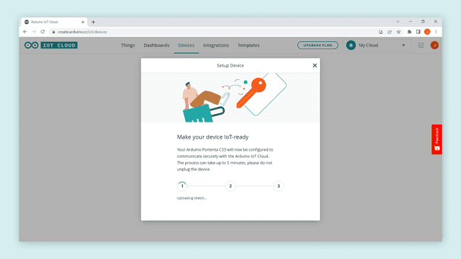 Arduino Cloud Setup Device pop-up window